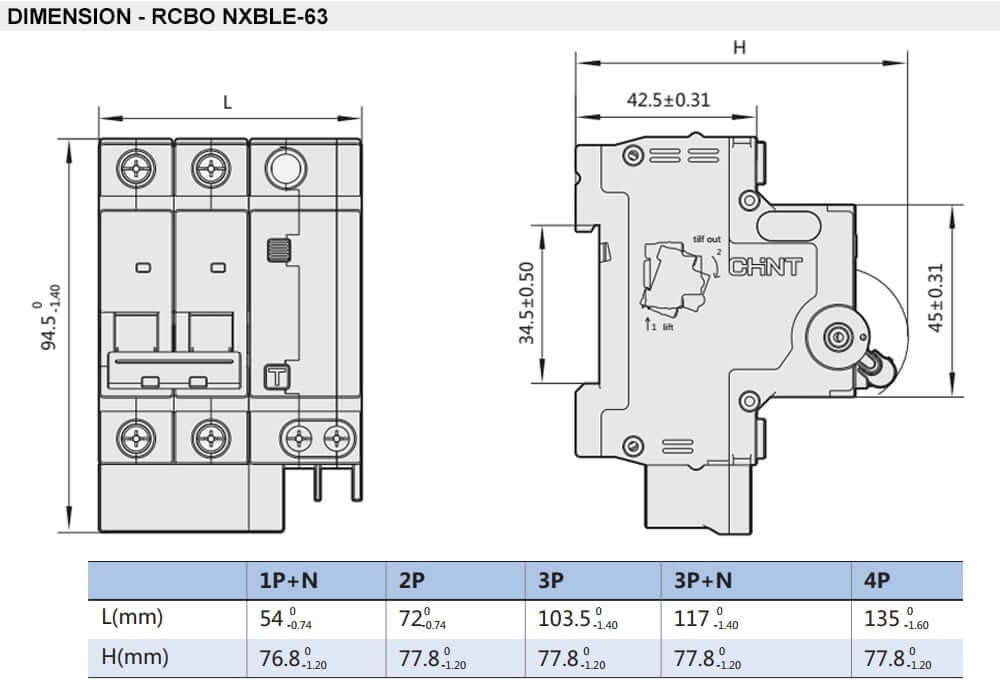 เบรคเกอร์กันดูด 25 แอมป์ 2 โพล 30MA 10KA CHINT RCBO NXBLE-63H 2P C25 TYPE AC_7